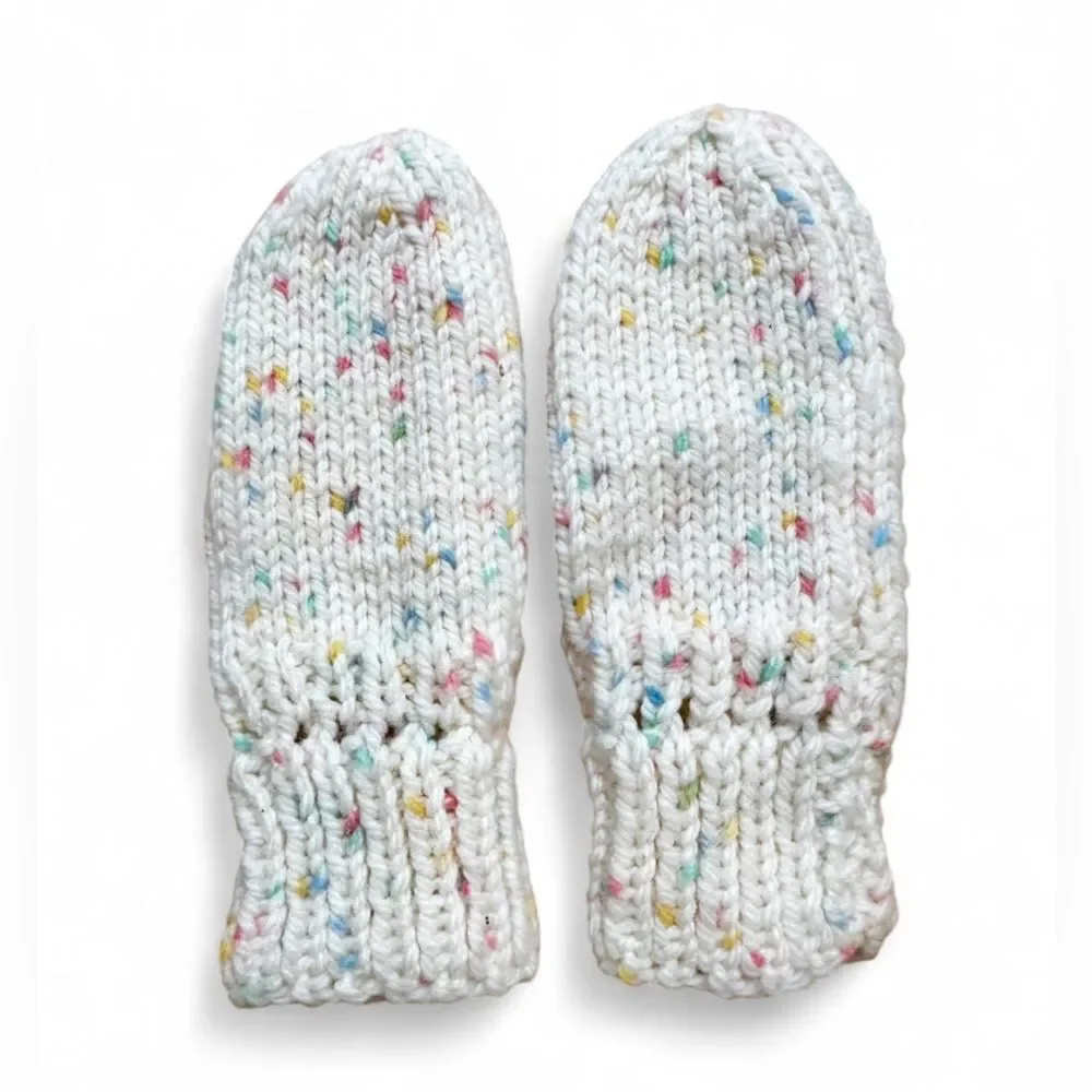 Newborn Mittens Handmade Knit Multicolor